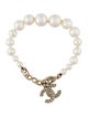 Chanel Faux Pearl & Strass CC Charm Bracelet