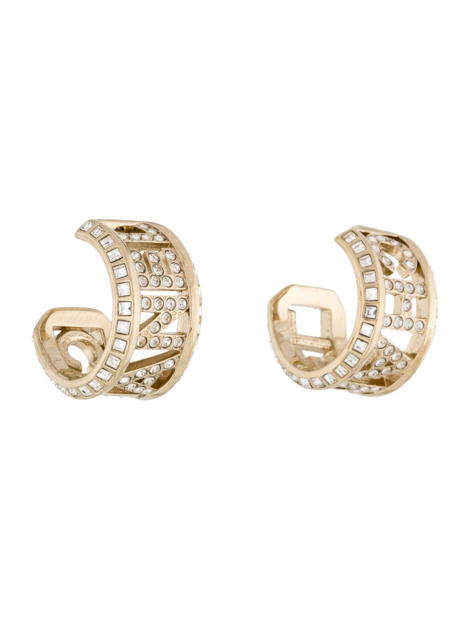 Chanel 2024 Strass Logo Hoop Earrings