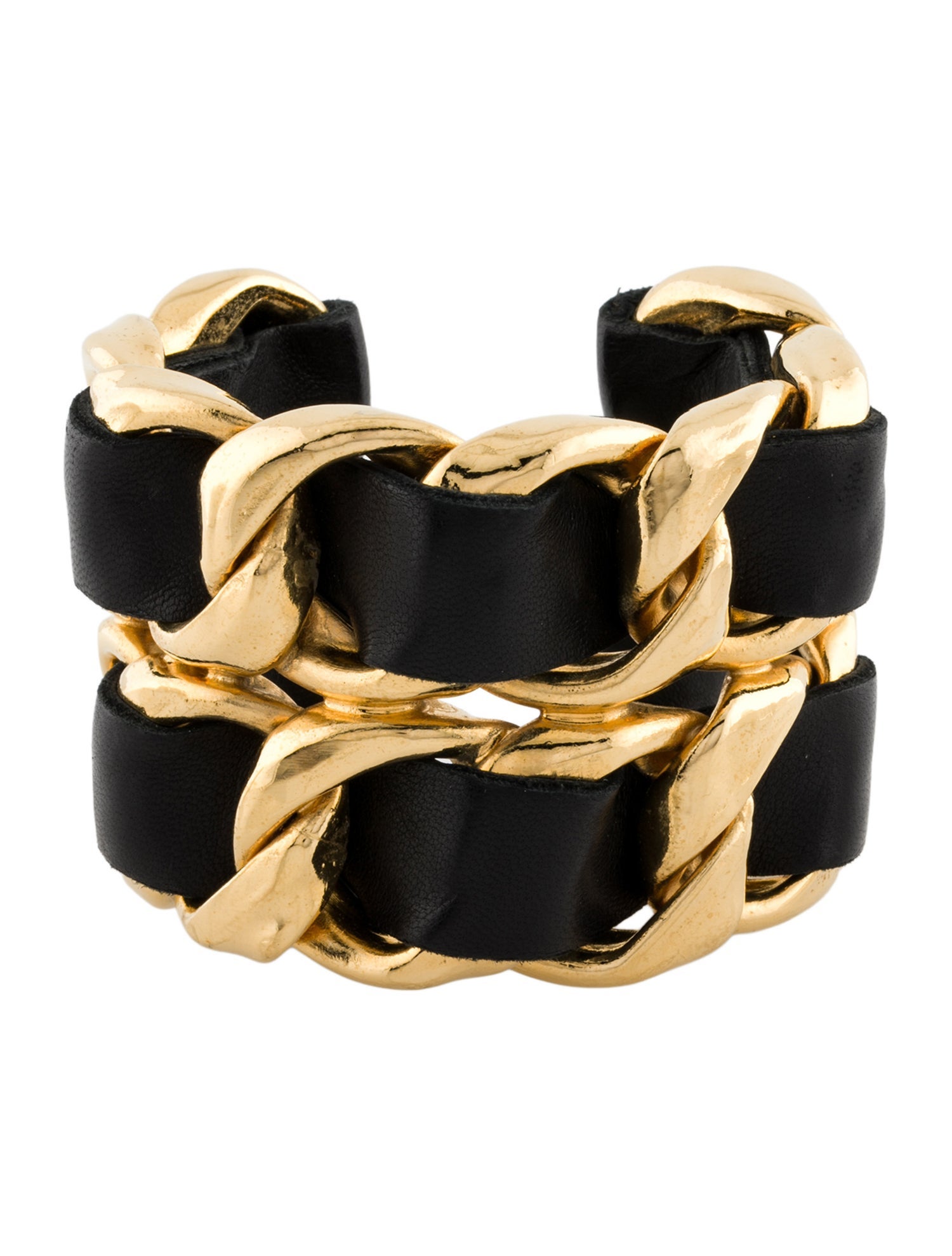 Chanel Vintage Leather Woven Cuff