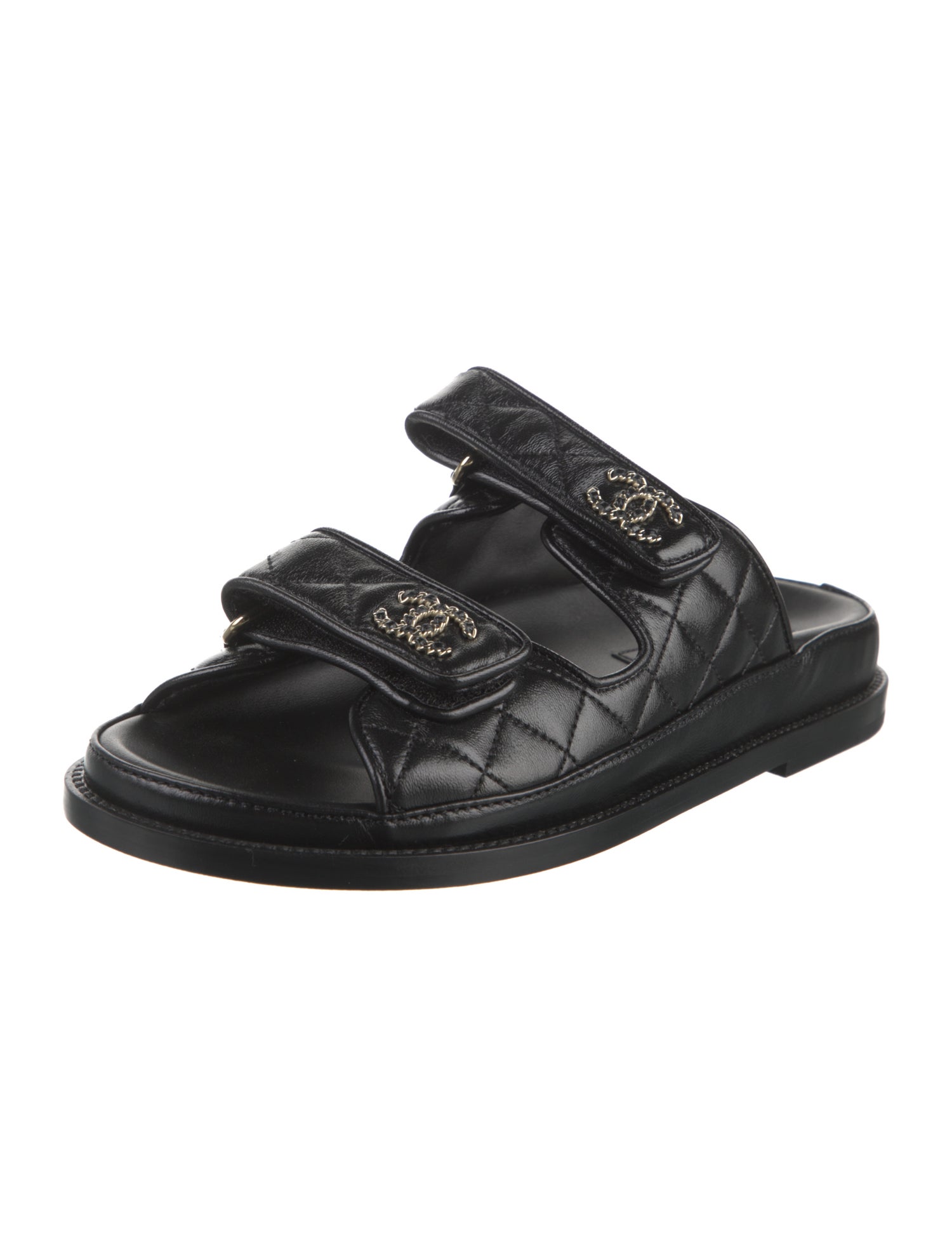 Chanel Interlocking CC Logo Calfskin Slides