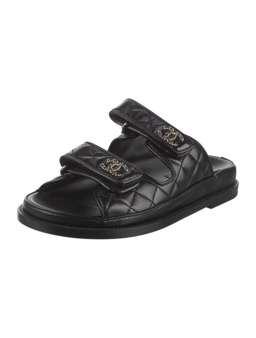 Chanel Interlocking CC Logo Calfskin Slides