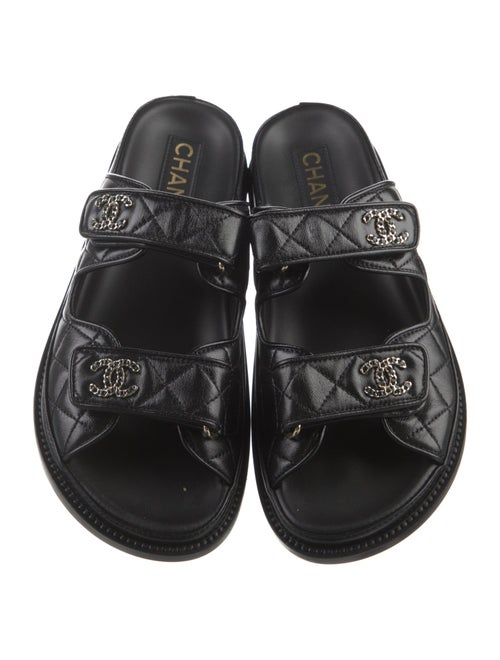 Chanel Interlocking CC Logo Calfskin Slides