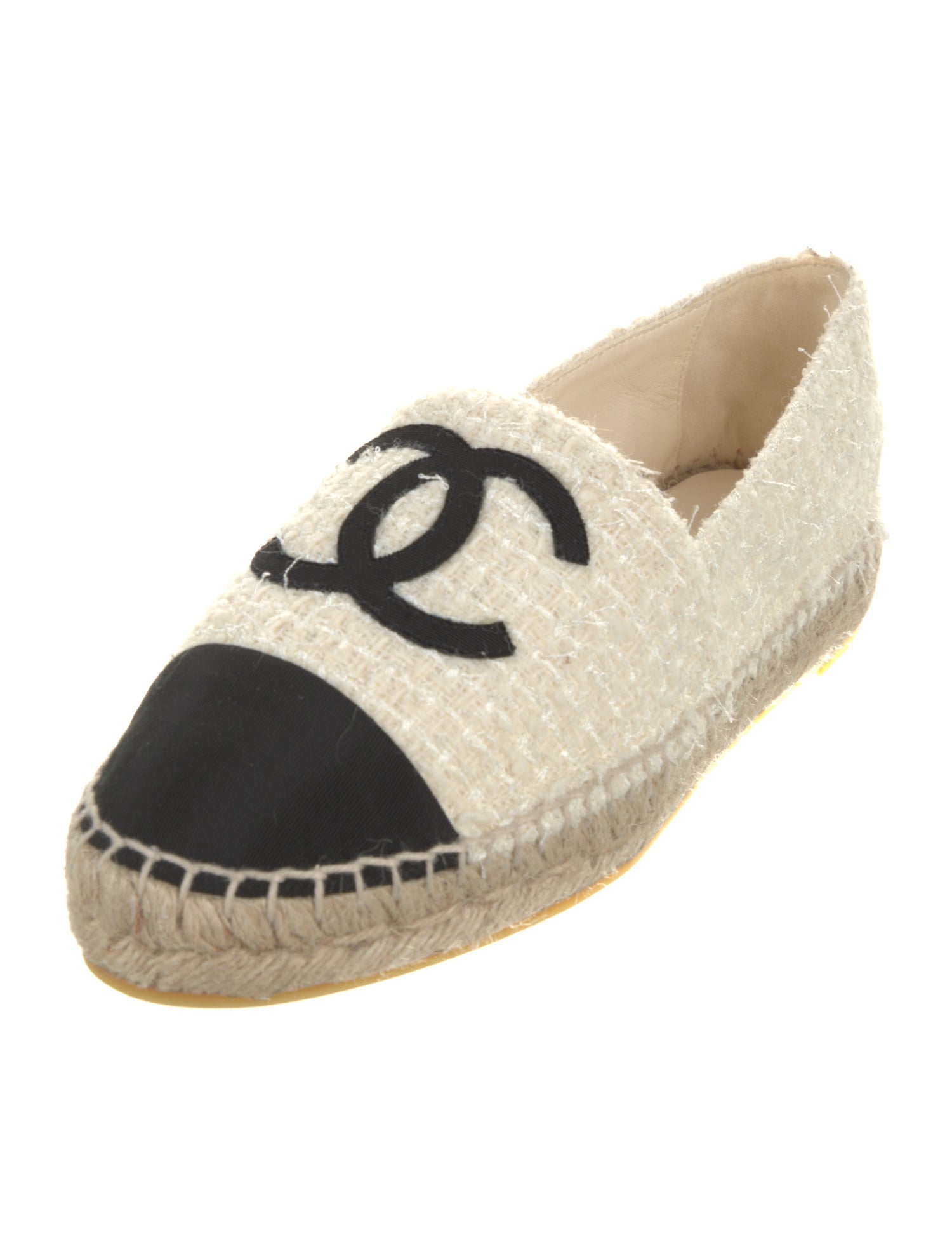 Chanel Interlocking CC Logo Tweed Espadrilles