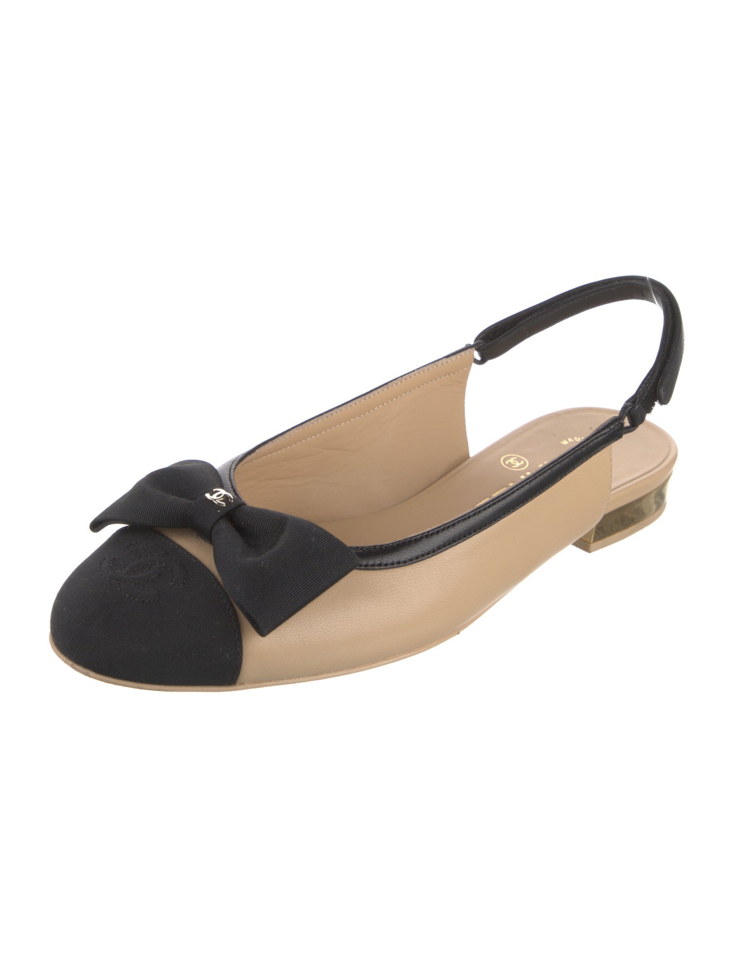 Chanel 2024 Interlocking CC Logo Slingback Flats