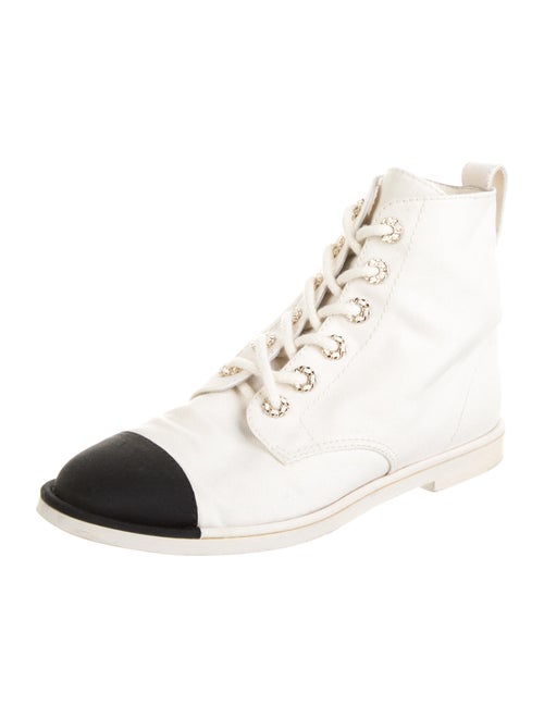 Chanel Interlocking CC Logo Canvas Combat Boots