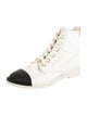 Chanel Interlocking CC Logo Canvas Combat Boots
