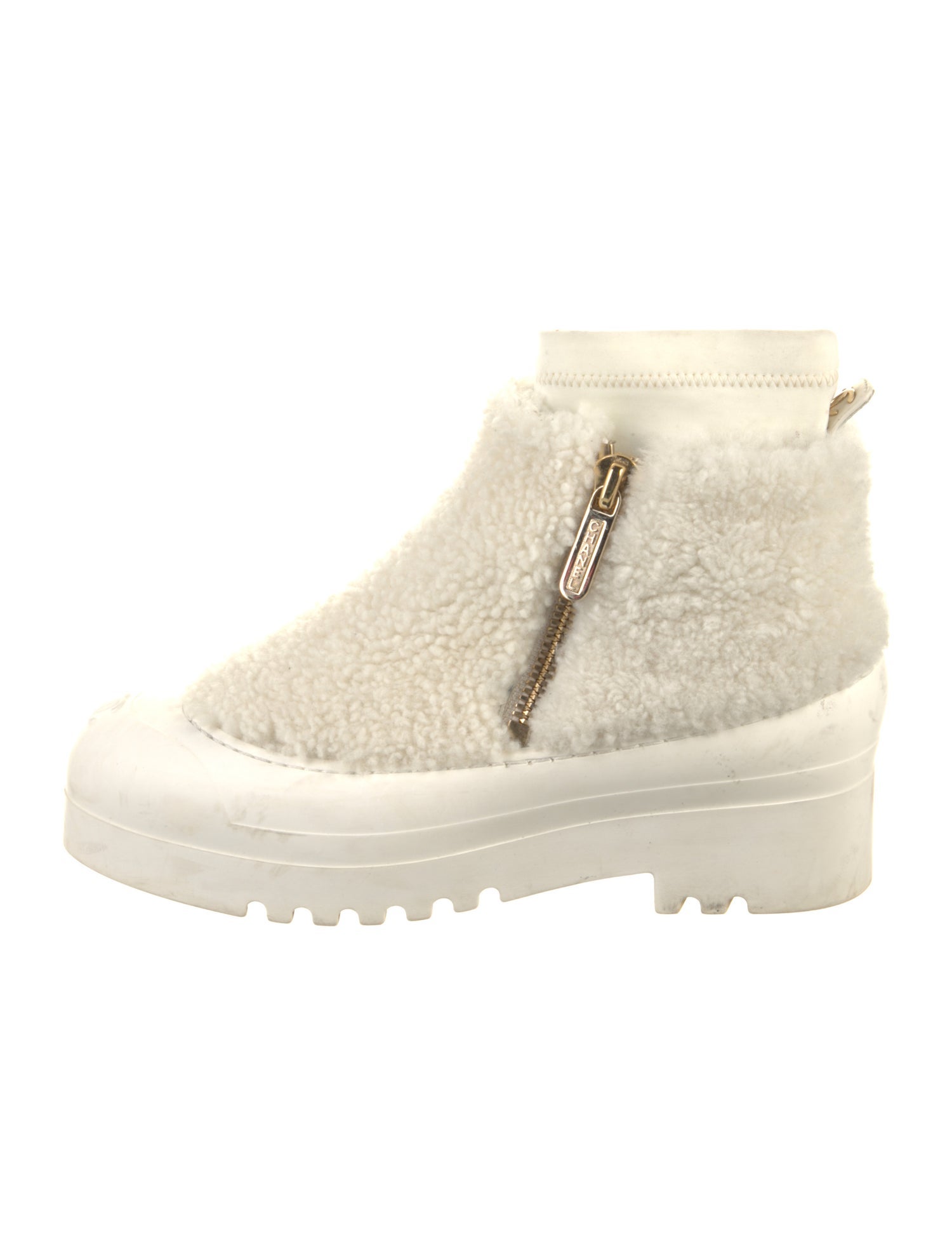 Chanel Interlocking CC Logo Shearling Boots