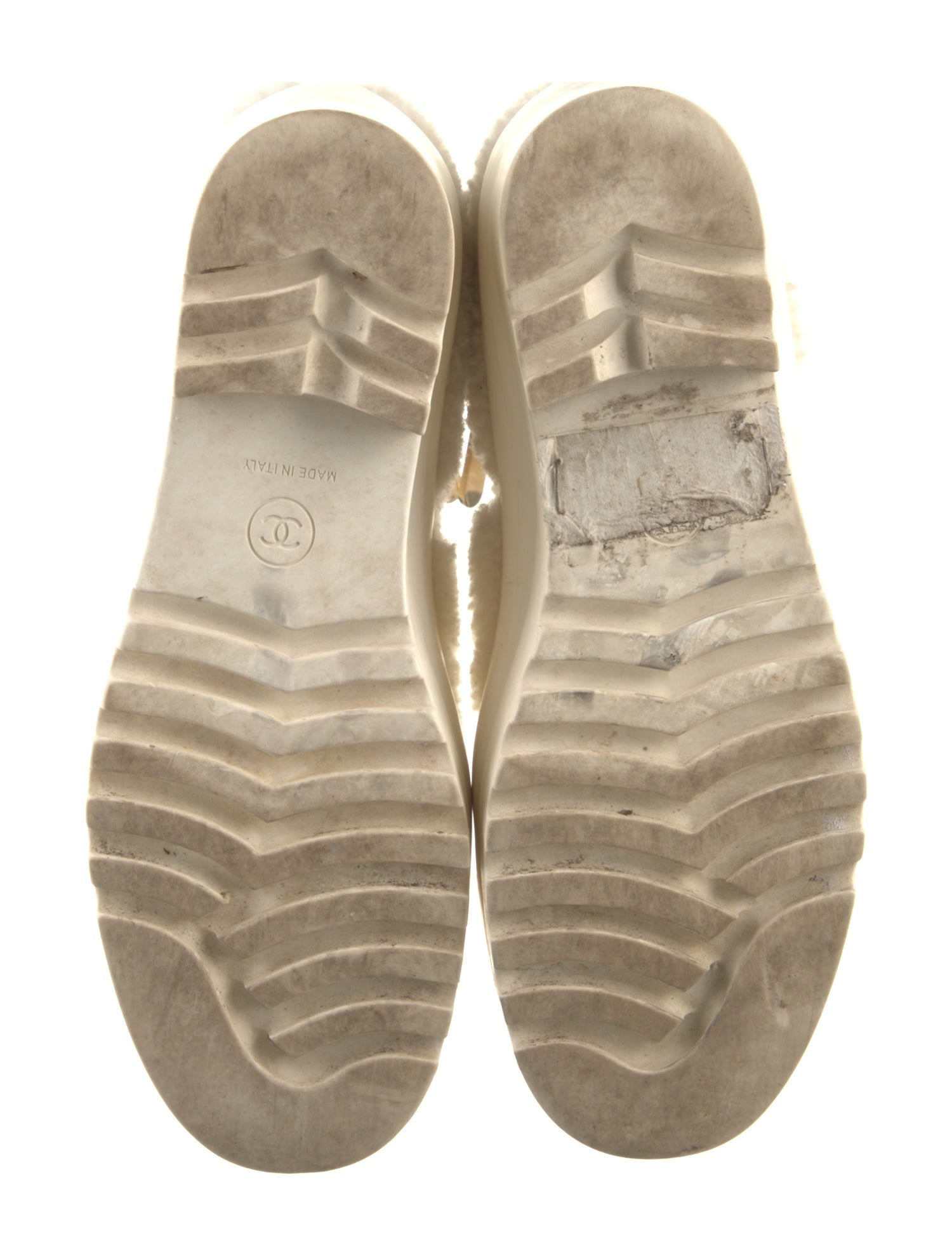 Chanel Interlocking CC Logo Shearling Boots