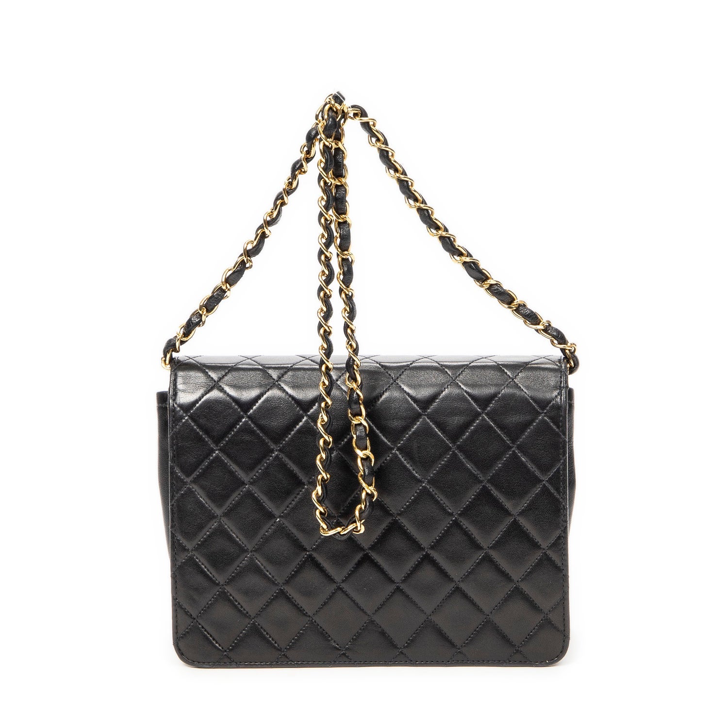Chanel Lambskin CC Push Lock Straight Single Flap