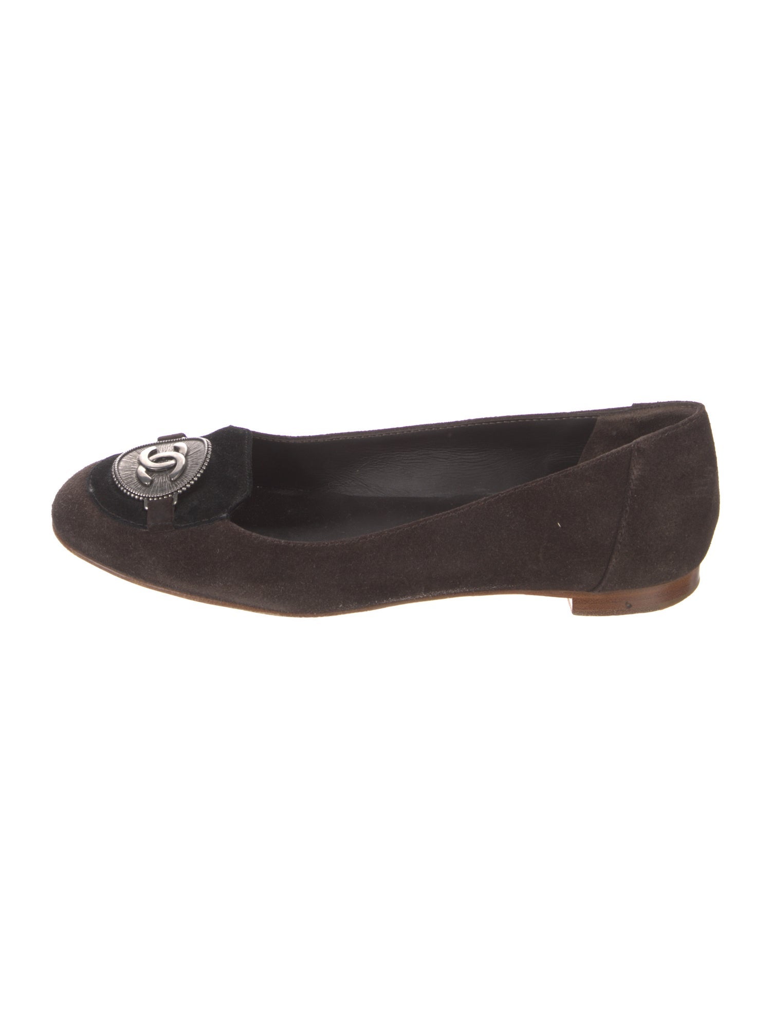 Chanel Interlocking CC Logo Suede Flats