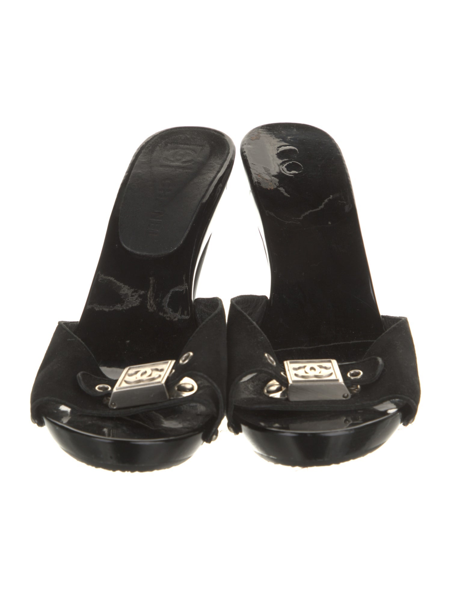 Chanel Vintage Interlocking CC Logo Slides