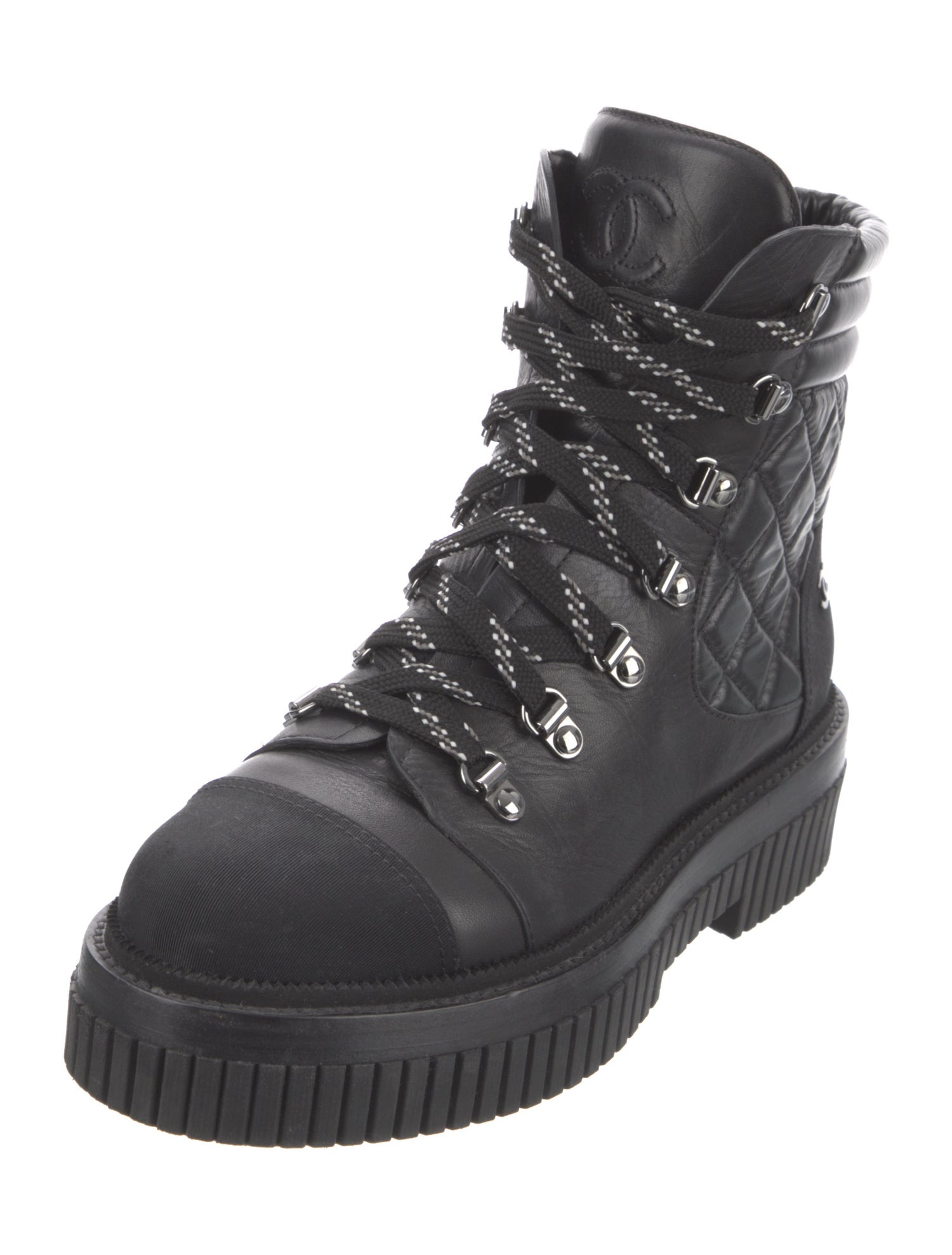Chanel 2021 Interlocking CC Logo Combat Boots