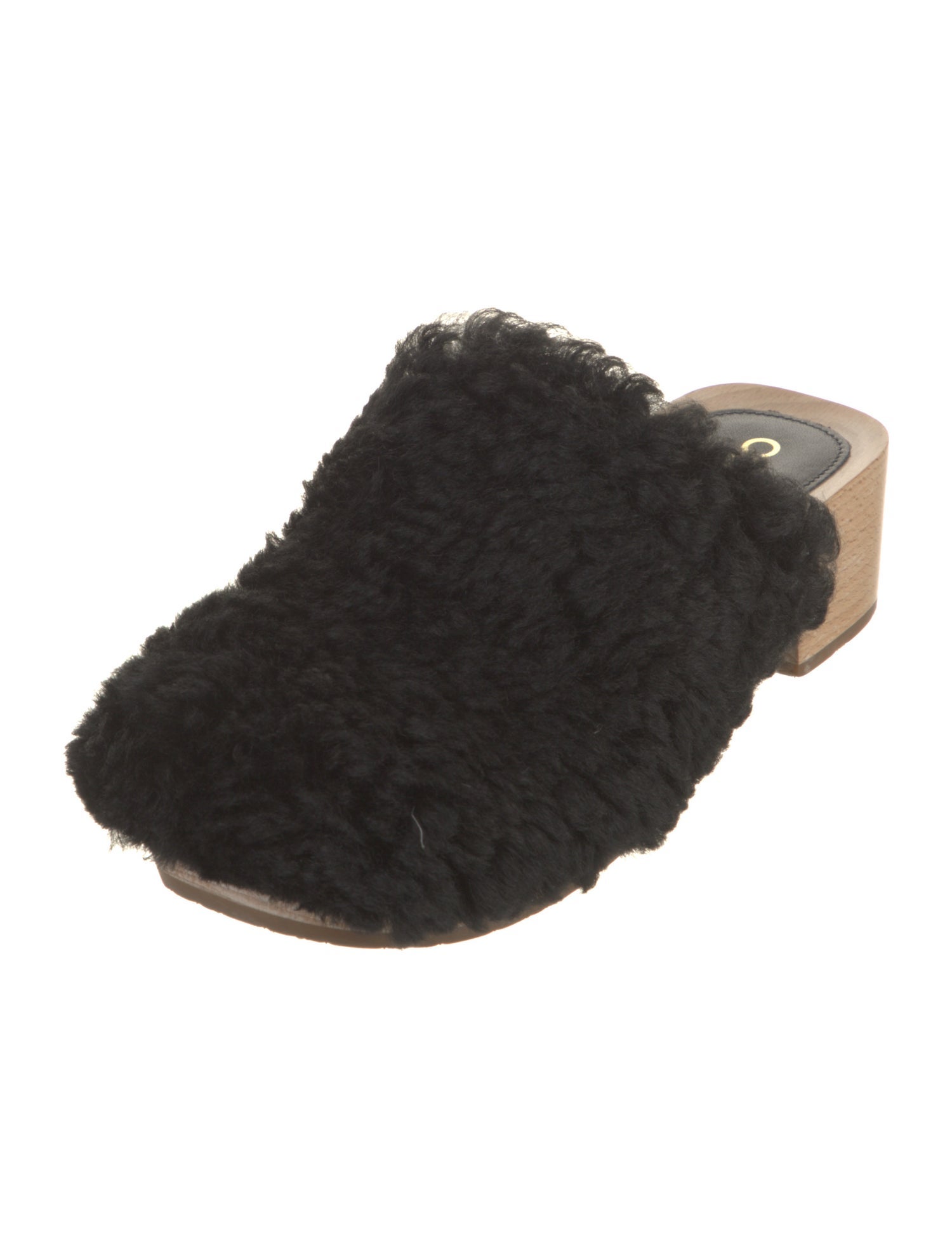 Chanel Interlocking CC Logo Shearling Mules