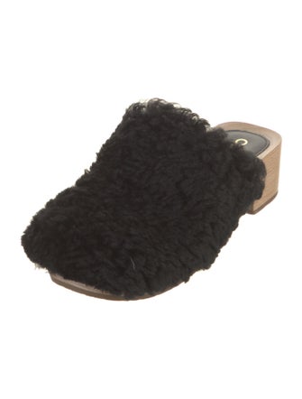 Chanel Interlocking CC Logo Shearling Mules