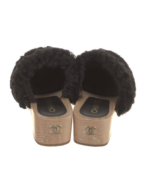 Chanel Interlocking CC Logo Shearling Mules