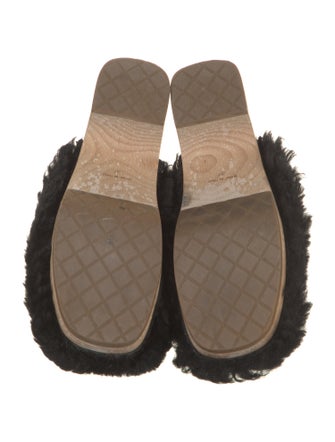 Chanel Interlocking CC Logo Shearling Mules