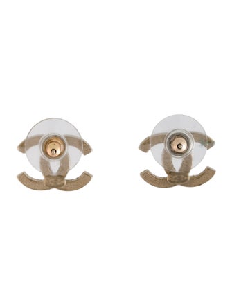 Chanel Faux Pearl CC Stud Earrings