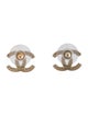 Chanel Faux Pearl CC Stud Earrings
