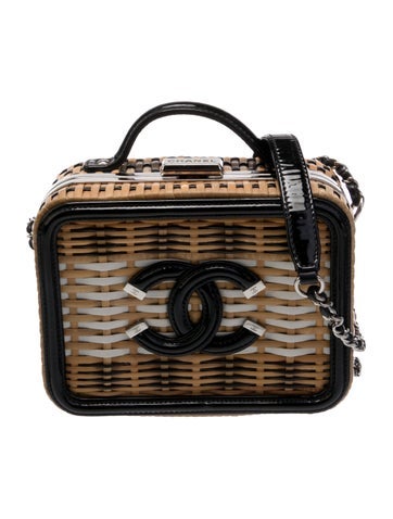 Chanel Crossbody Bags Medium Rattan Wicker Filigree Vanity Case