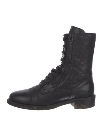 Chanel 2014 Quilted Pattern Combat Boots