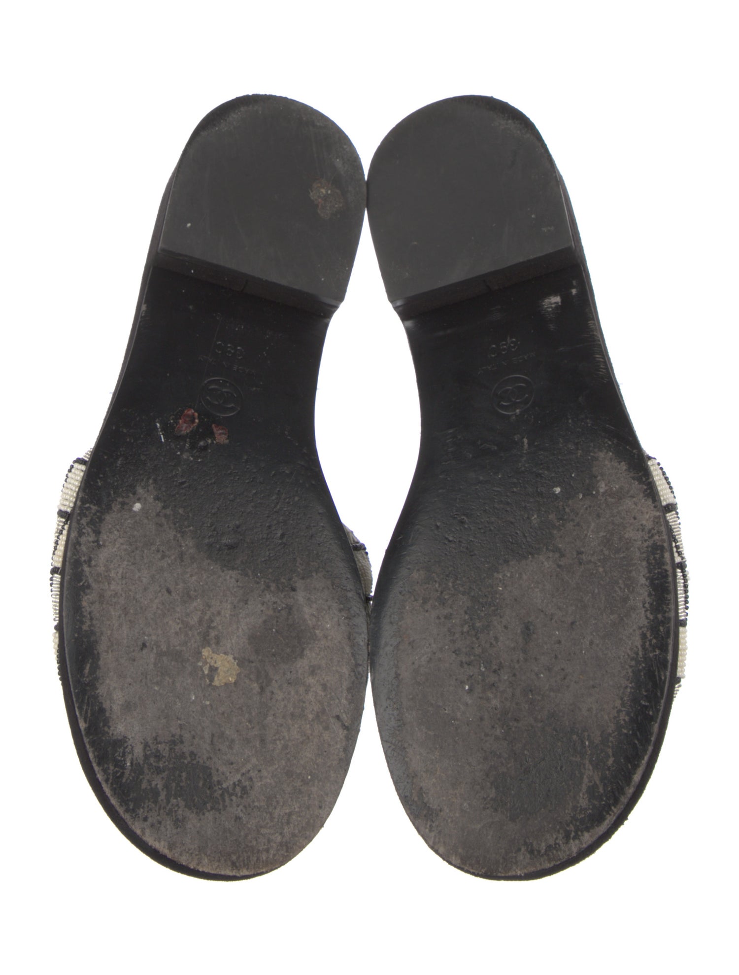 Chanel Interlocking CC Logo Leather Slides