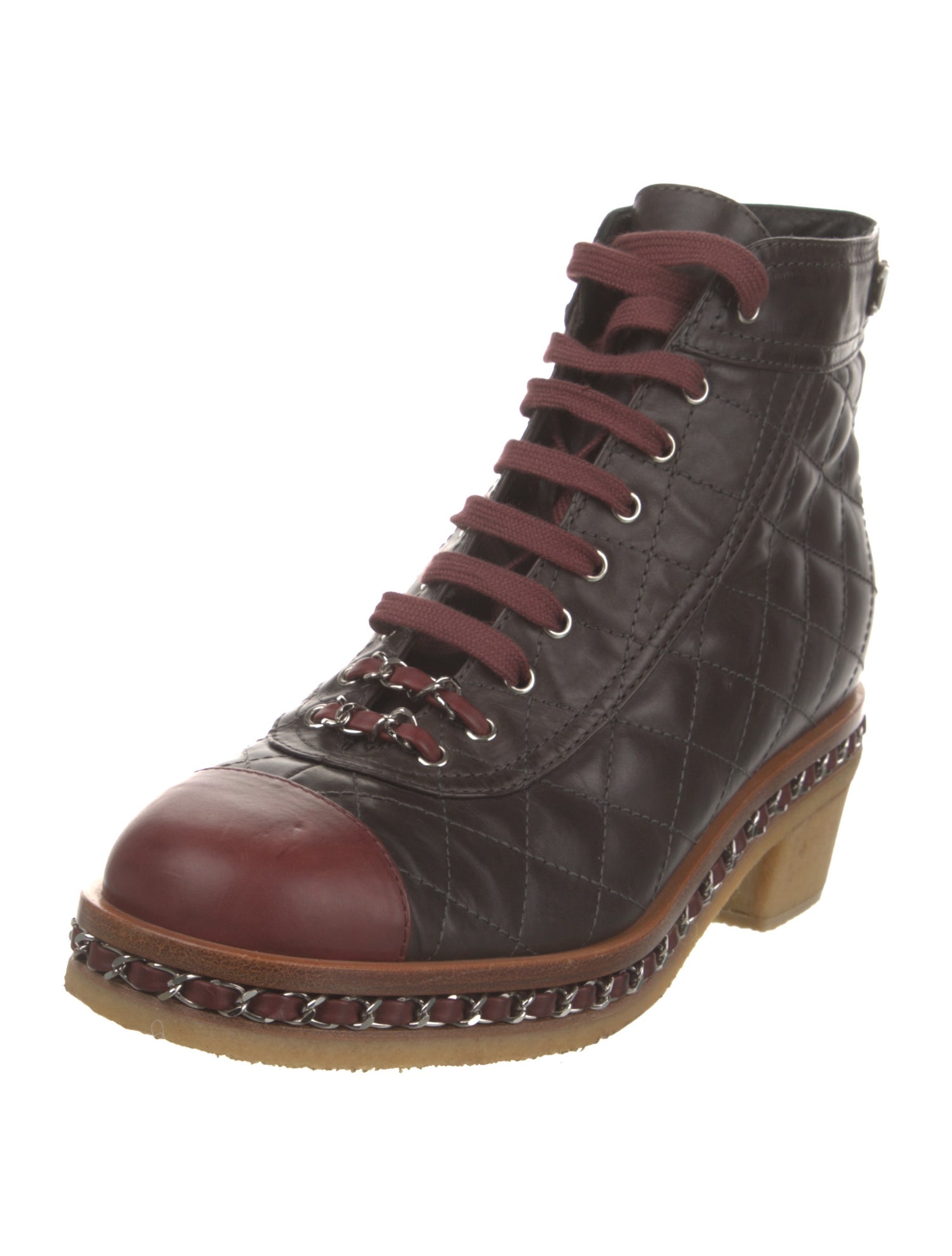 Chanel Interlocking CC Logo Leather Combat Boots