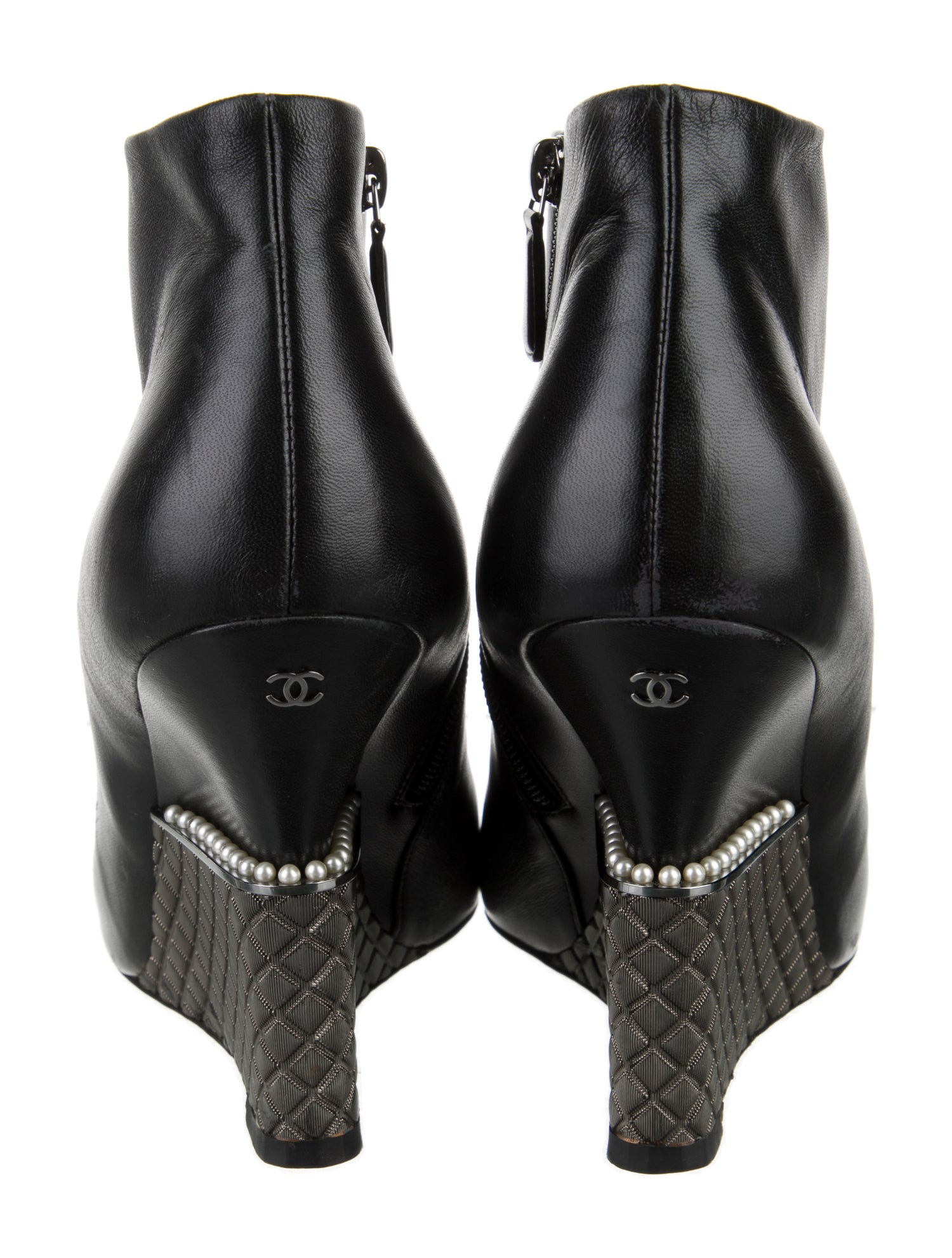 Chanel Interlocking CC Logo Leather Boots