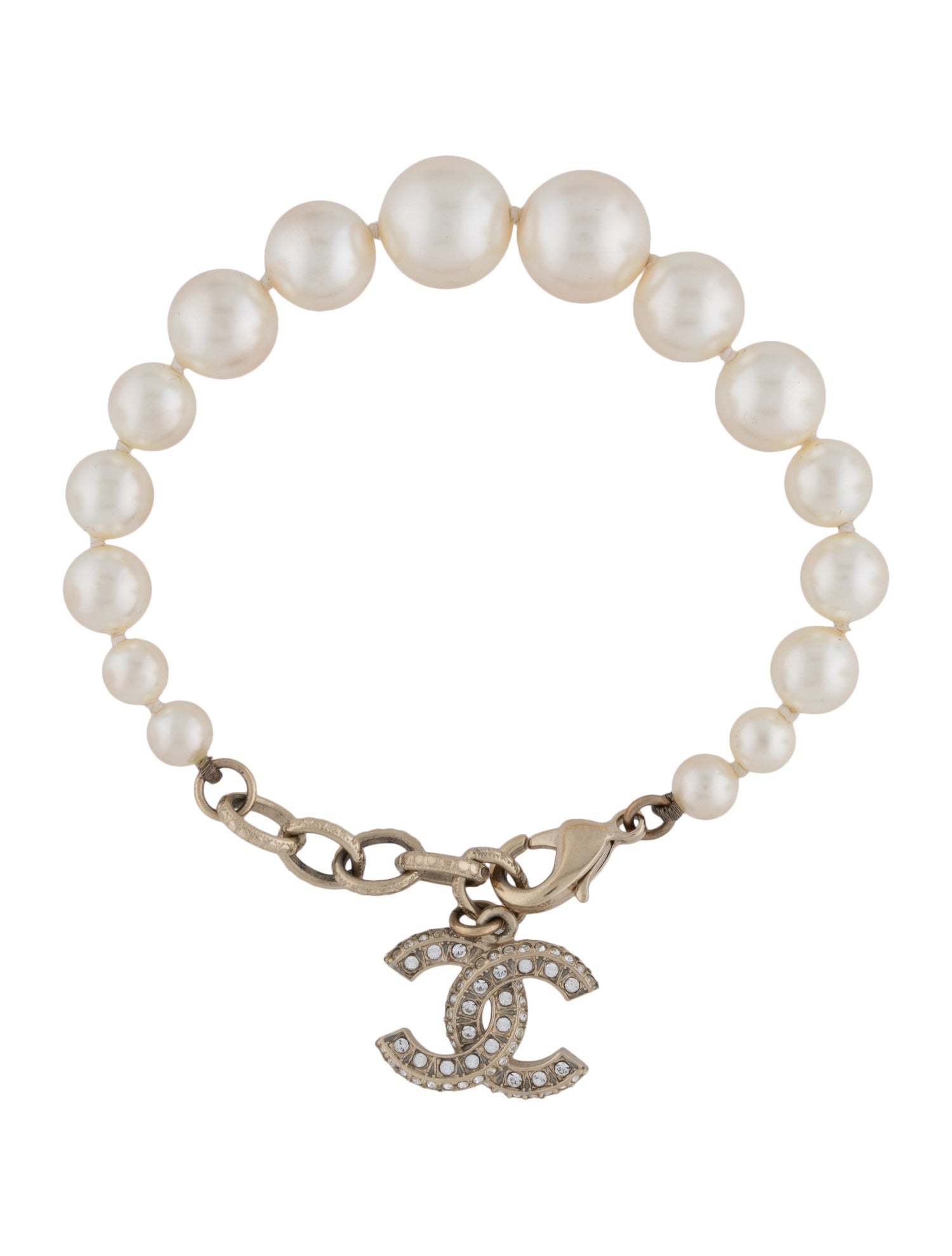 Chanel Faux Pearl & Strass CC Bracelet