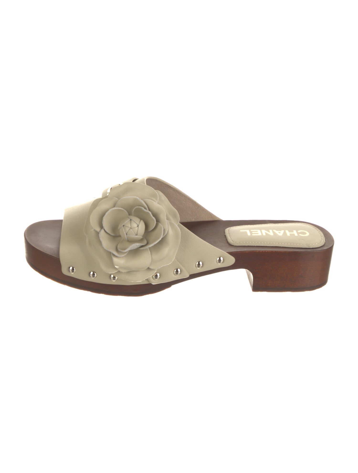 Chanel Interlocking CC Logo Leather Slides