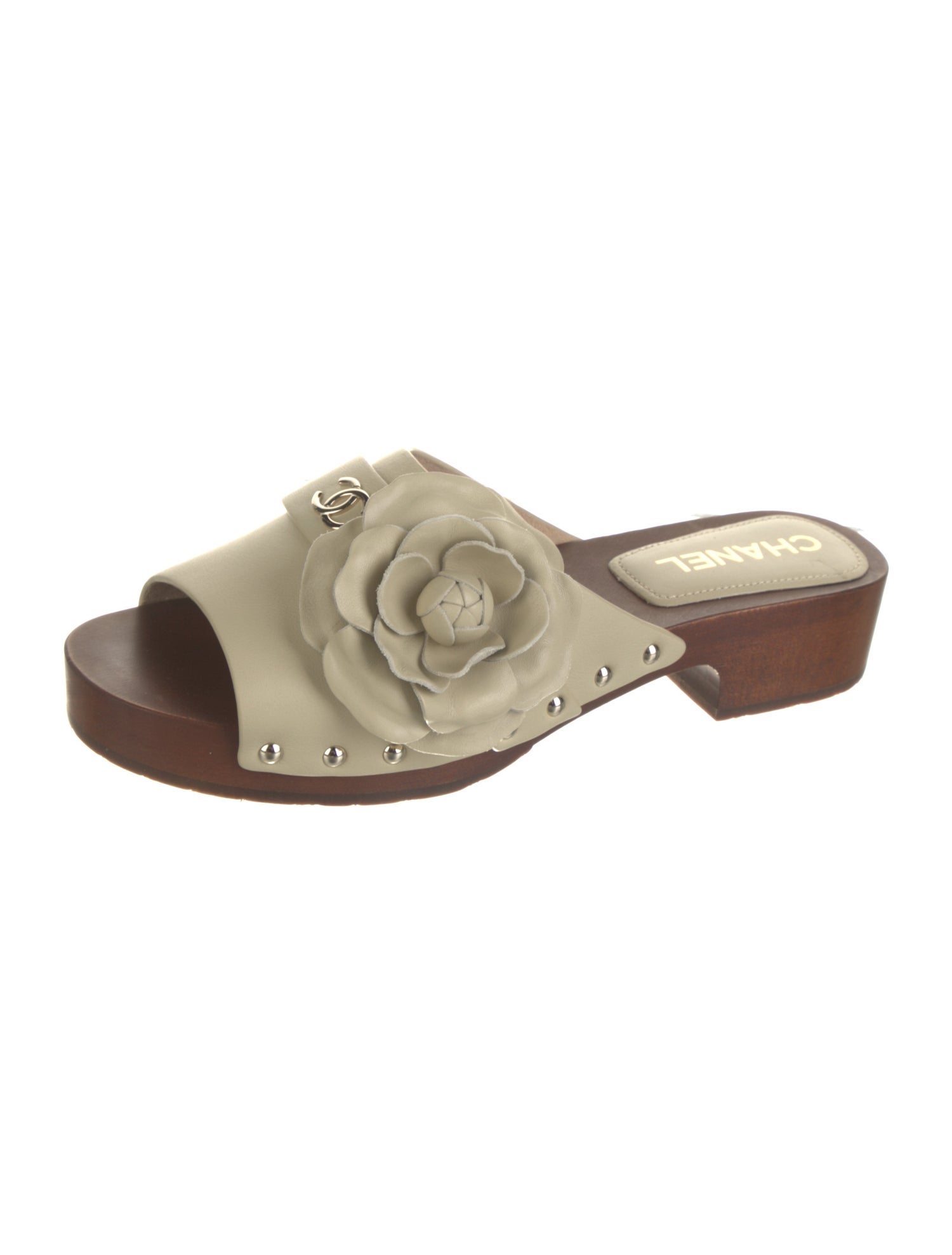 Chanel Interlocking CC Logo Leather Slides