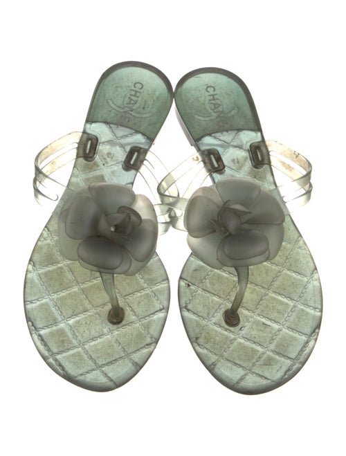 Chanel Camellia Accent Rubber Flip Flops