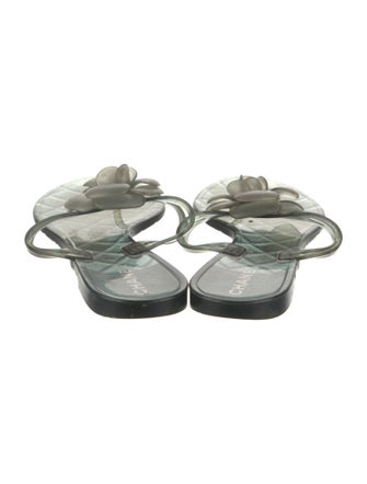 Chanel Camellia Accent Rubber Flip Flops