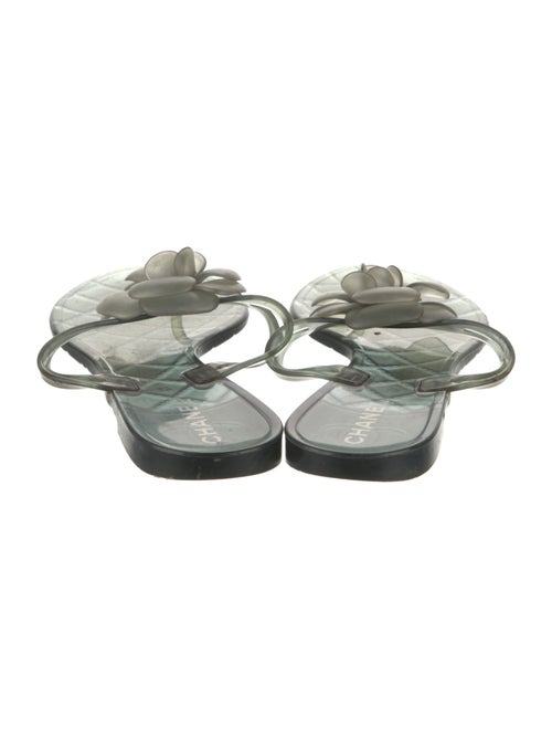 Chanel Camellia Accent Rubber Flip Flops