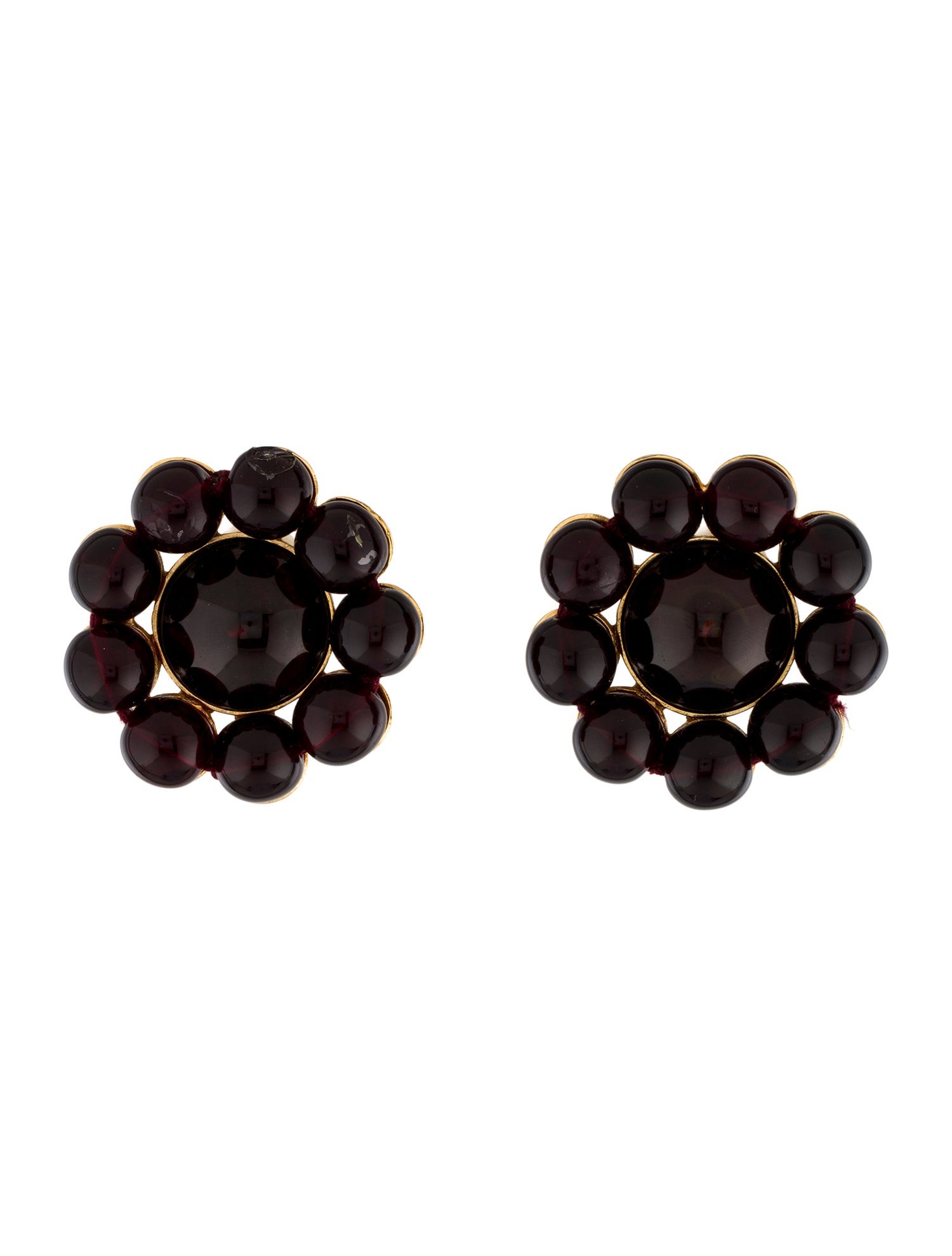 Chanel Vintage Resin CC Flower Clip-On Earrings