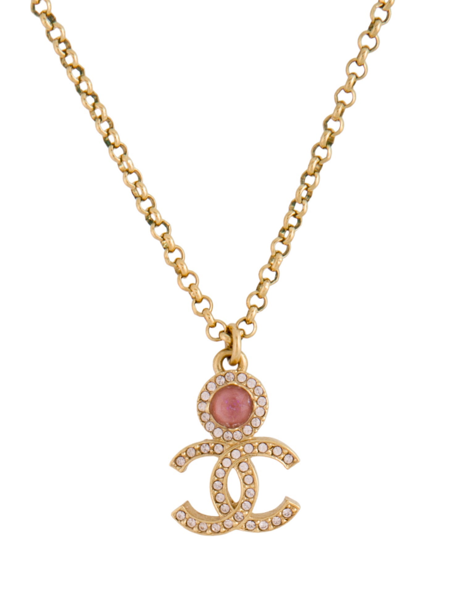 Chanel 2023 Strass CC Pendant Necklace