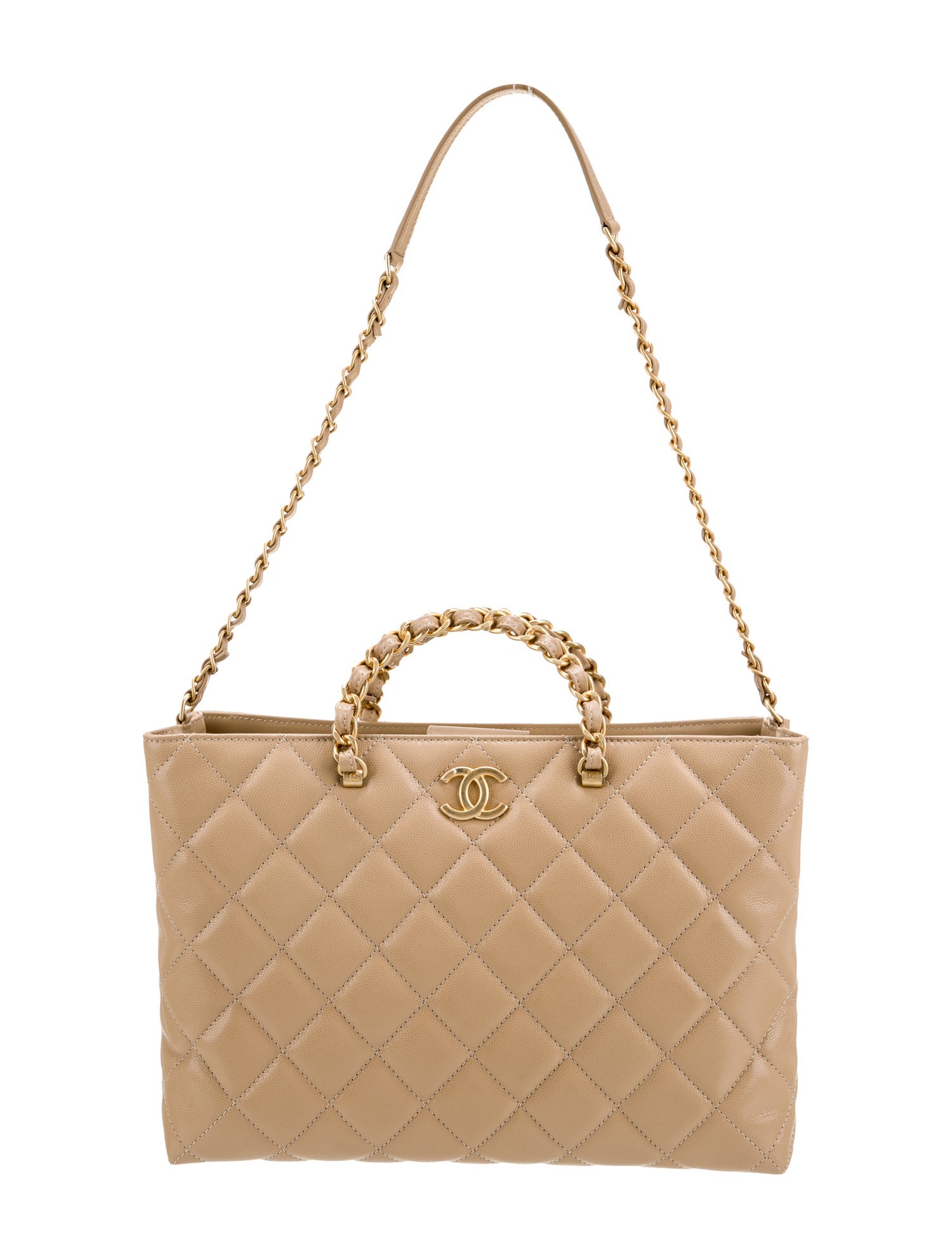 Chanel Quilted Top Handle Shopping Tote