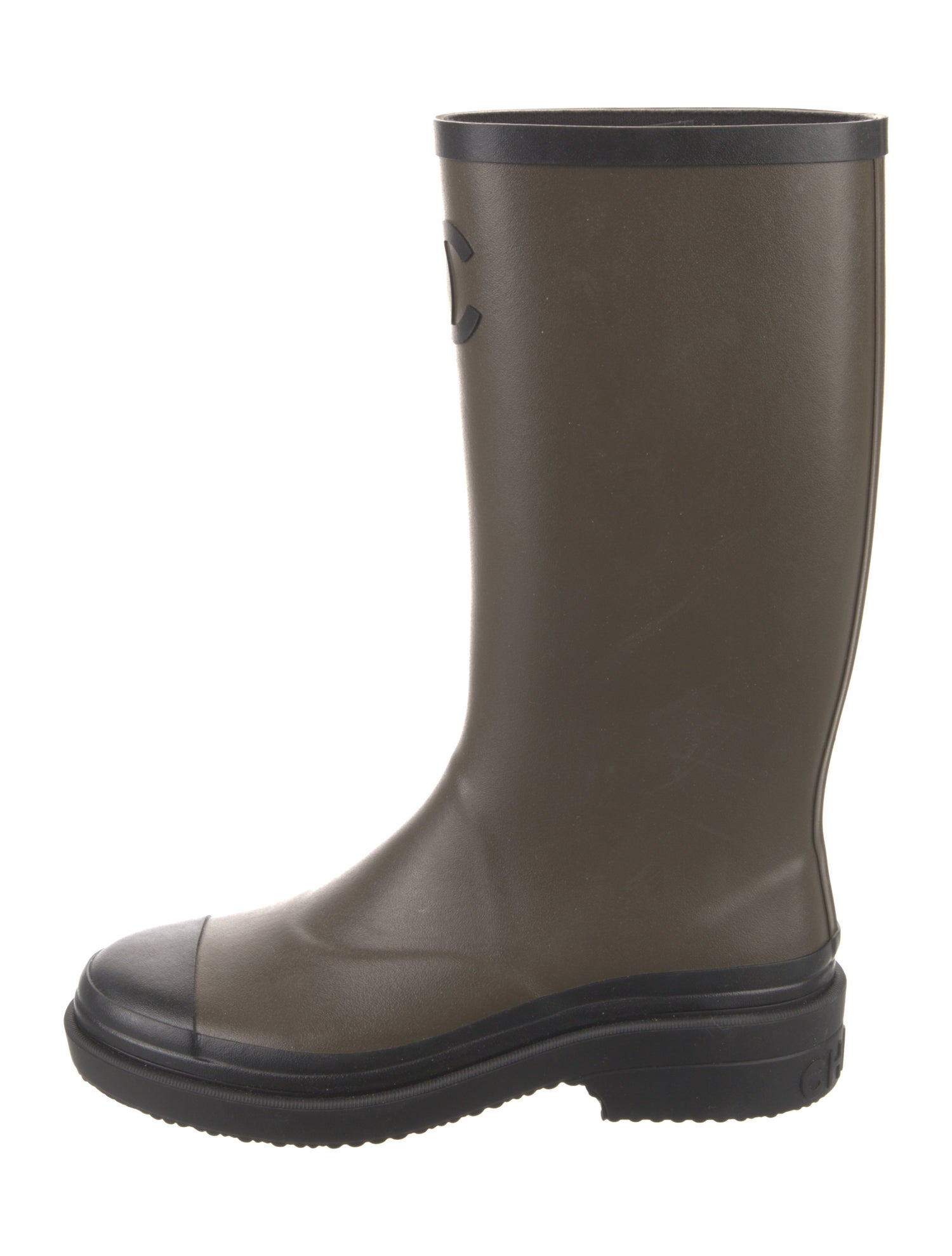 Chanel Interlocking CC Logo Rubber Rain Boots