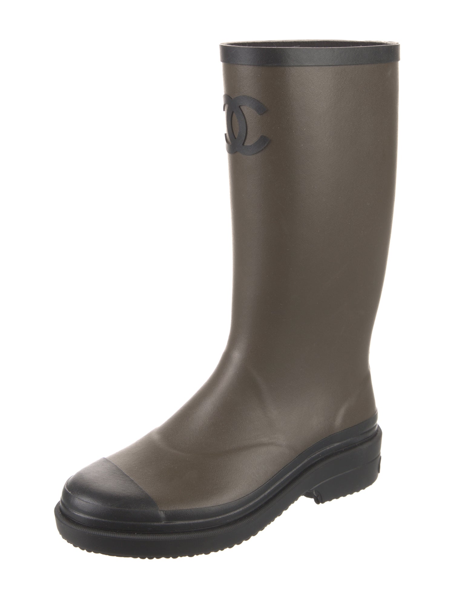 Chanel Interlocking CC Logo Rubber Rain Boots