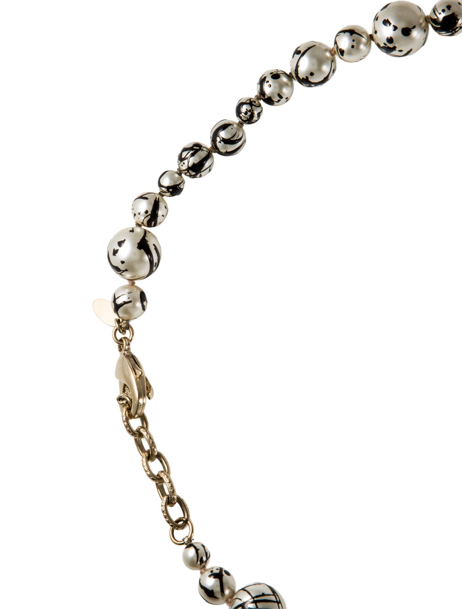 Chanel Faux Pearl Paint Splatter CC Station Necklace