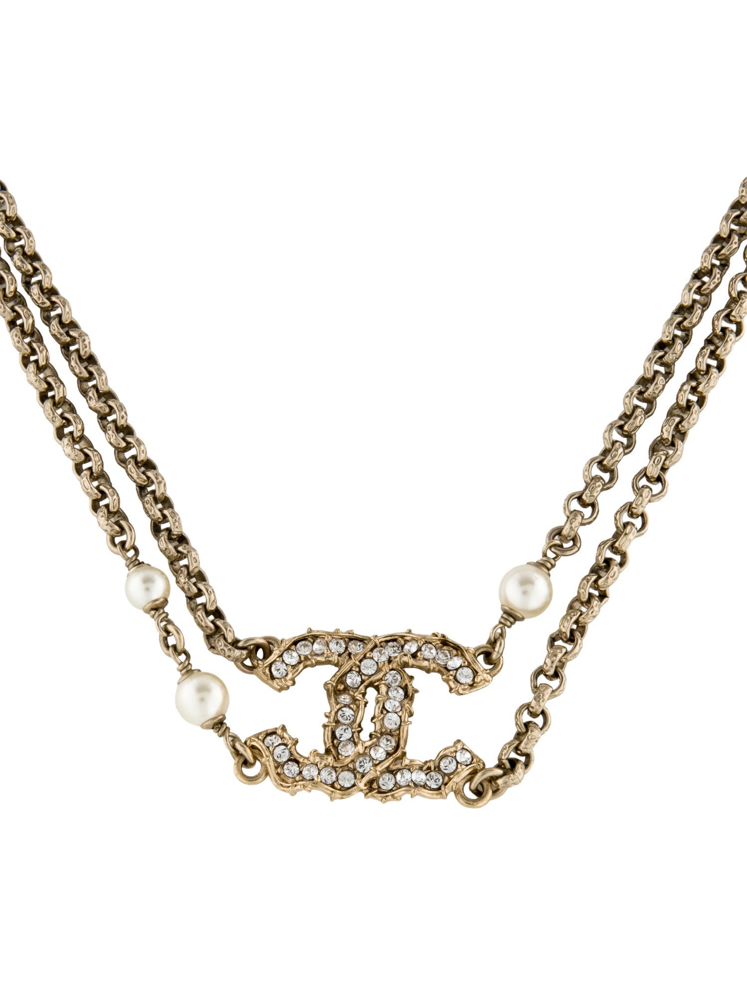 Chanel Faux Pearl & Strass CC Necklace