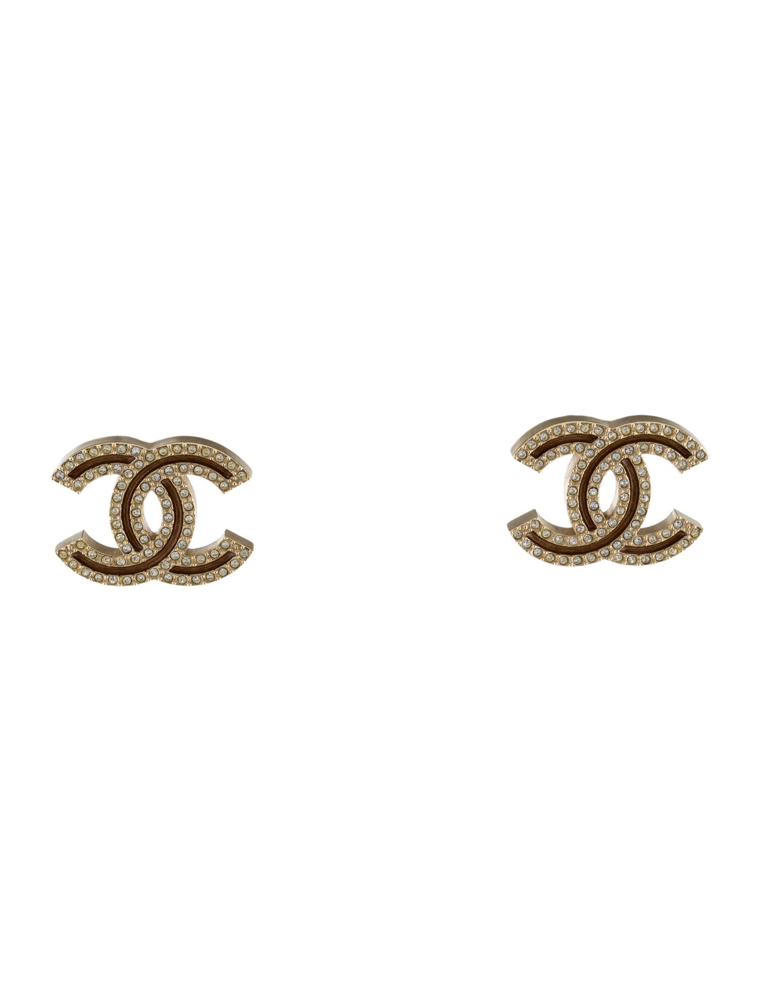 Chanel 2021 Resin & Strass CC Stud Earrings