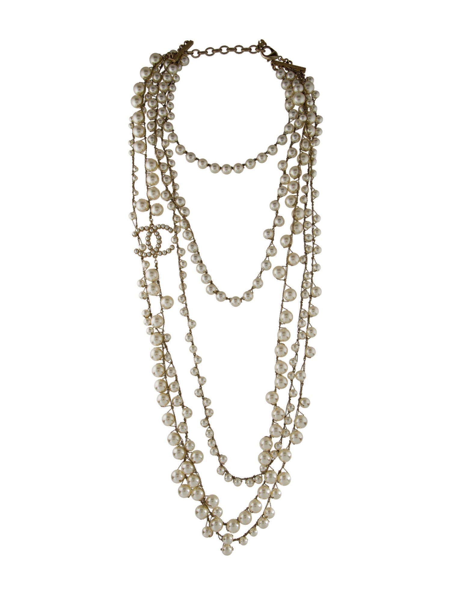 Chanel Faux Pearl CC Multistrand Necklace