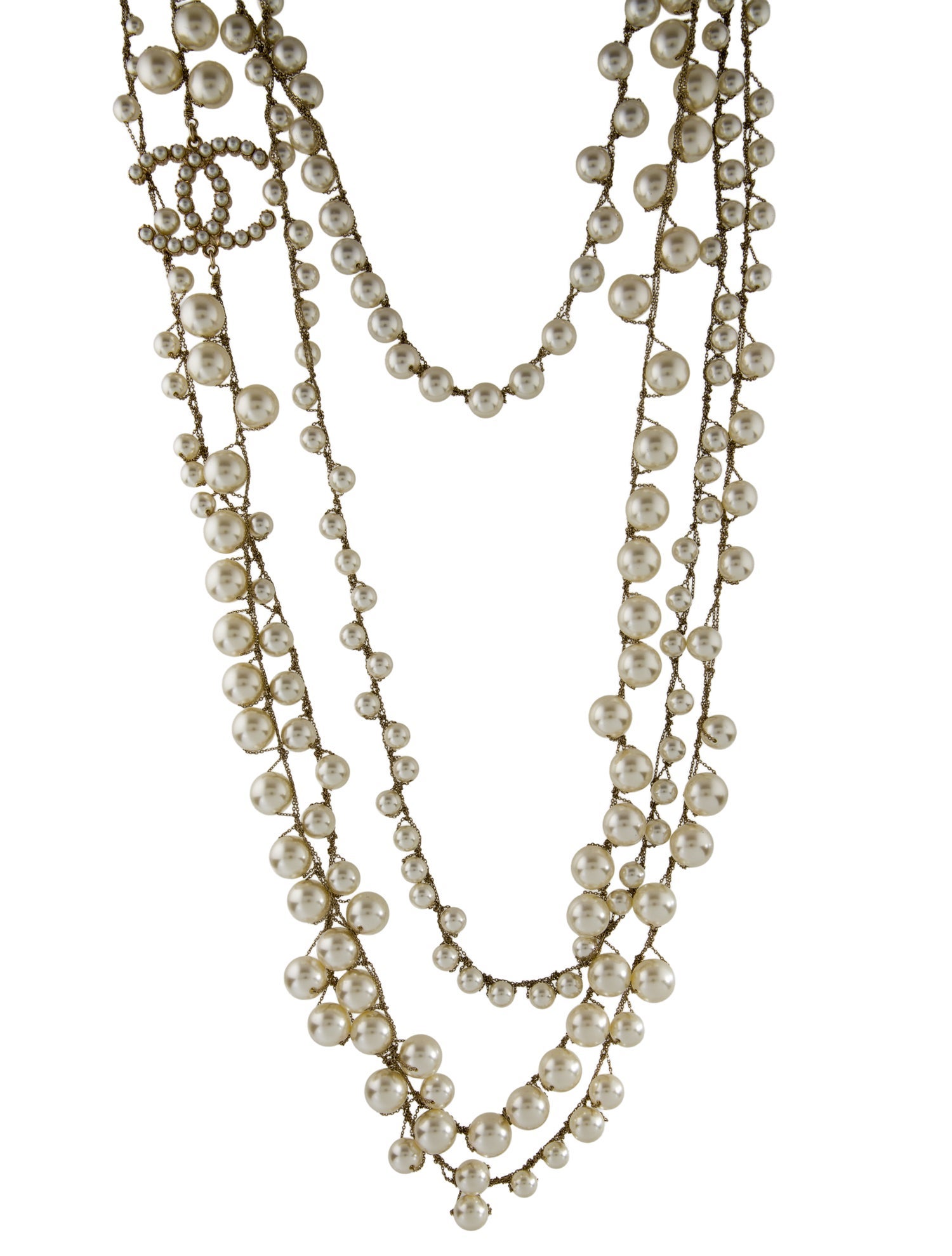 Chanel Faux Pearl CC Multistrand Necklace