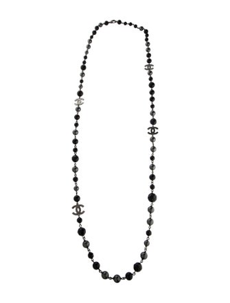 Chanel Faux Pearl & Bead CC Station Necklace