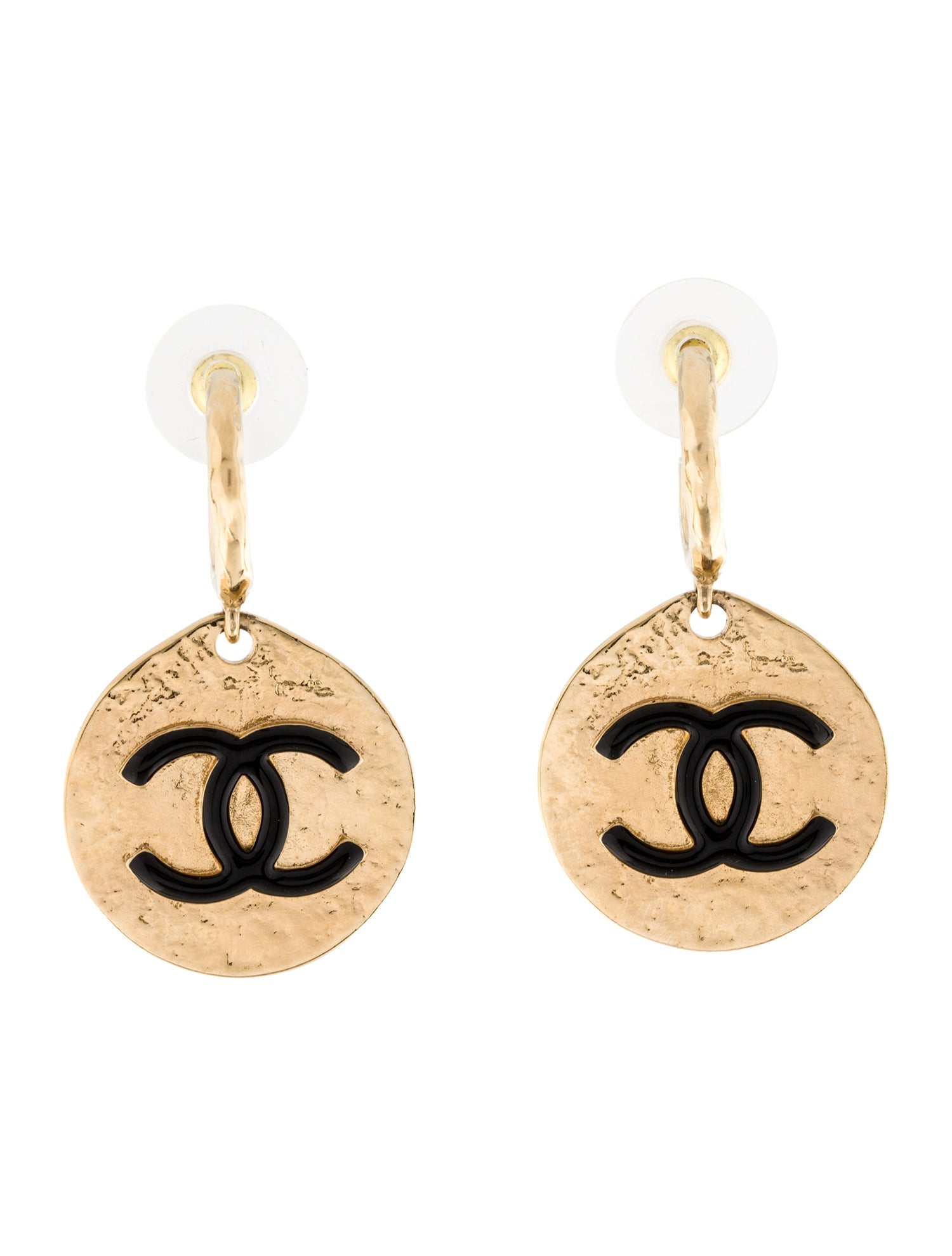 Chanel 2022 Enamel CC Disc Drop Clip-On Earrings