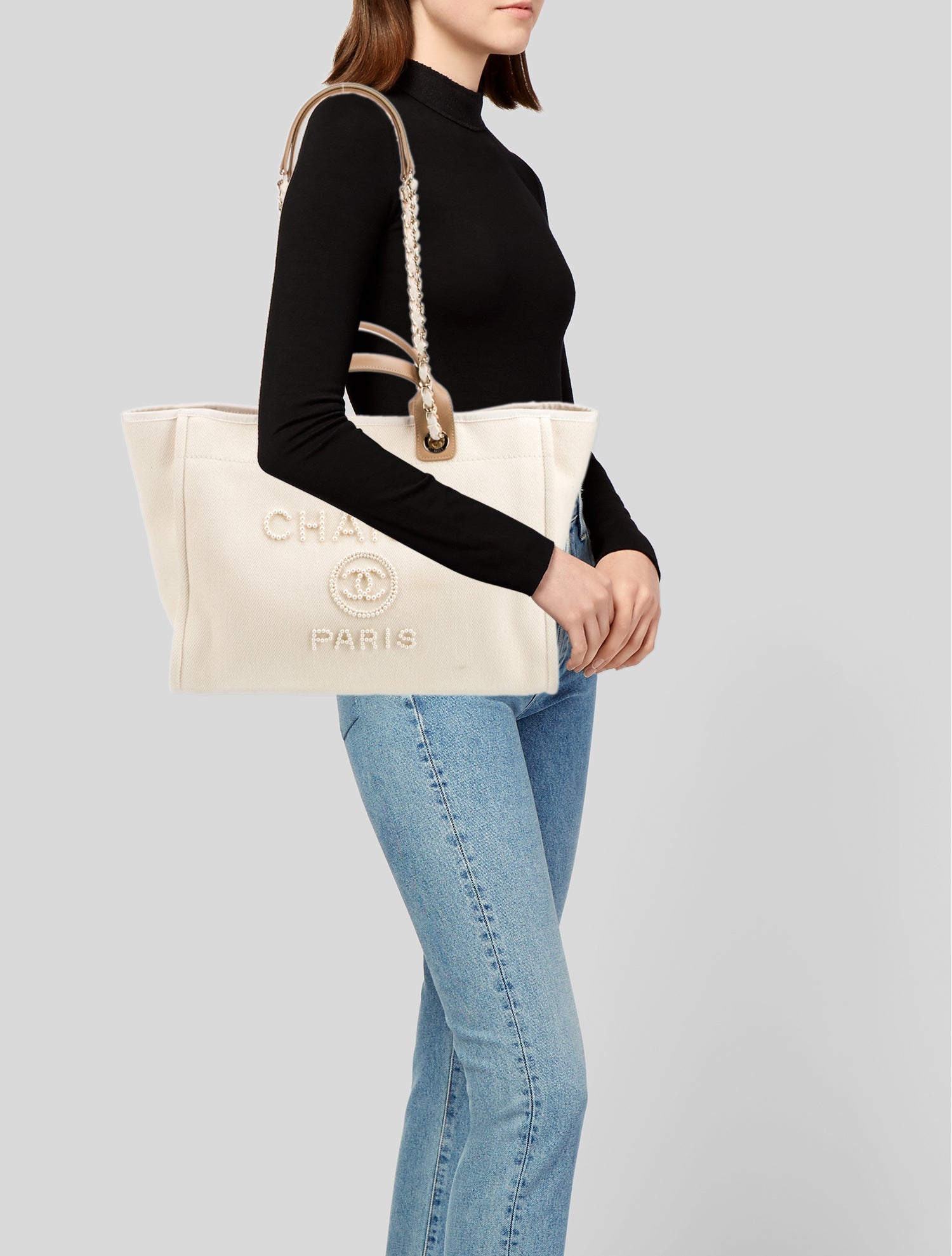 Chanel Medium Pearls Deauville Shopping Tote