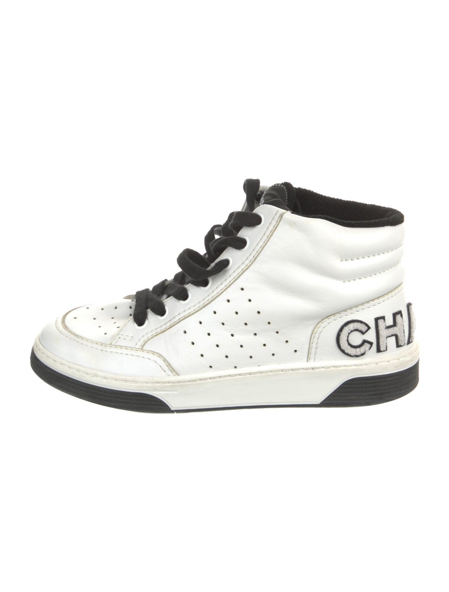 Chanel Interlocking CC Logo Leather Wedge Sneakers