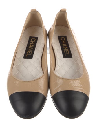 Chanel Leather Colorblock Pattern Ballet Flats