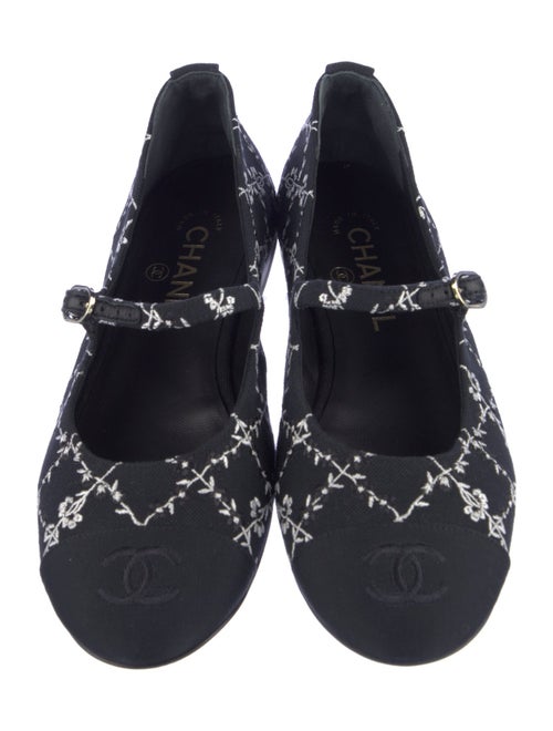 Chanel Interlocking CC Logo Canvas Mary Jane Flats