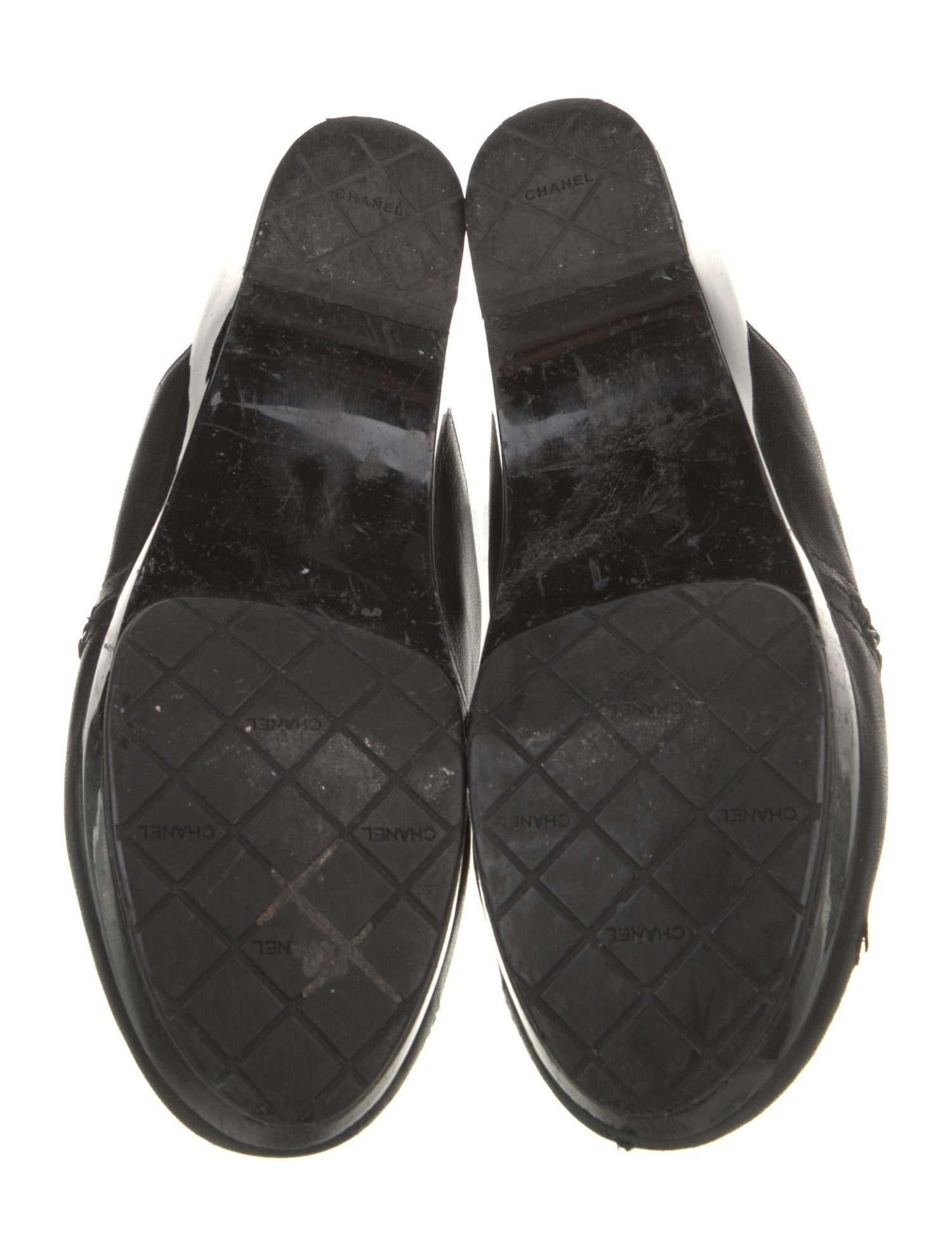 Chanel Interlocking CC Logo Leather Mules
